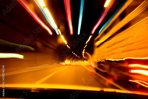 Light painting speed blur in tunnel