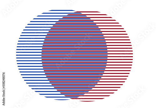 Two circles symbolizing merging or splitting for economy or business concepts. Editable Clip Art.