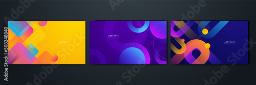 Set of abstract background with colorful geometric shapes