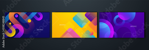 Fototapeta Set of abstract background with colorful geometric shapes