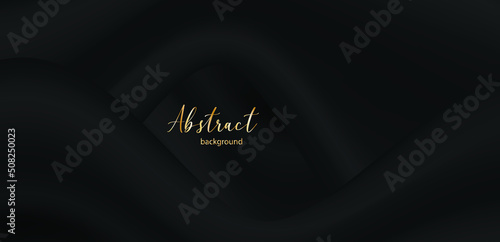 Abstract background with 3d curvy lines. Abstract wavy black background. Soft shapes. Vector illustration. Minimalist decoration