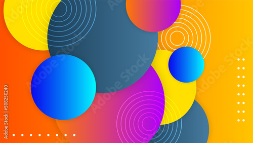 Fotografie, Obraz Abstract red orange blue background with circles