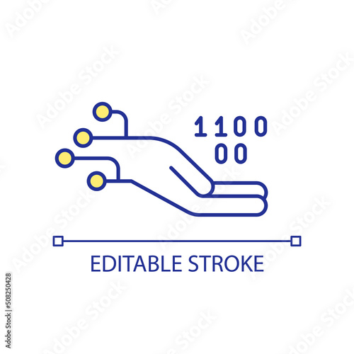 Programming support RGB color icon. Machine binary code. Software developing and engineering. Isolated vector illustration. Simple filled line drawing. Editable stroke. Arial font used