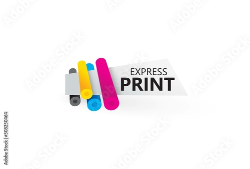 Express Print logo printing cmyk ink paper in typography machine