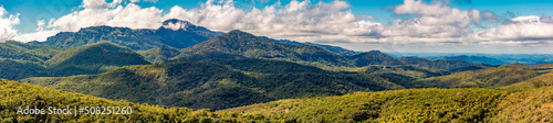 Panoramic photography in Lavras Novas of the hills, mountains, vegetation and relief characteristic of the state of Minas Gerais, Brazil