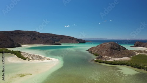 Scenic aerial view of famous Balandra beach at La Paz, Baja California, Mexico photo