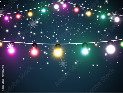 2023 Vector illustration of a light garland on a background.