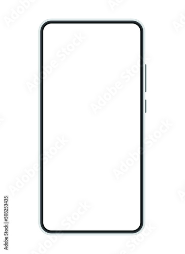 Smartphone mockup frameless blank screen frameless design. Smartphone icon on white background vector illustration. Flat Icon Mobile Phone, Handphone.