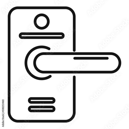 Aluminum door handle icon outline vector. Lock key
