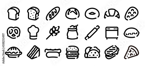 Bread and bakery icon set (Soft bold line version)