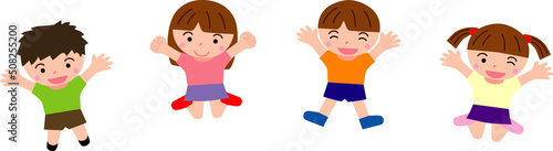 ジャンプする子供たちのイラスト