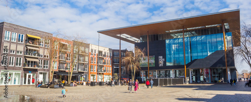 Obraz na płótnie Panorama of the modern building of the Fries Museum in Leeuwarden, Netherlands w salonie