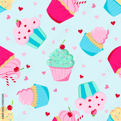 Sweet Cupcakes Seamless Pattern