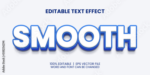 editable text effect with realistic blue smooth elegant style photo