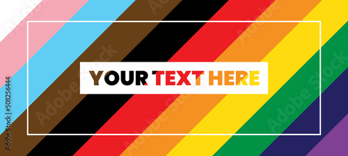 Inclusive Pride Background with Progression Pride Flag Colours. Rainbow Stripes Wallpaper in Gay Pride Colours