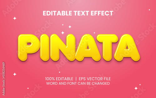 editable text effect with realistic yellow pinata balloon style