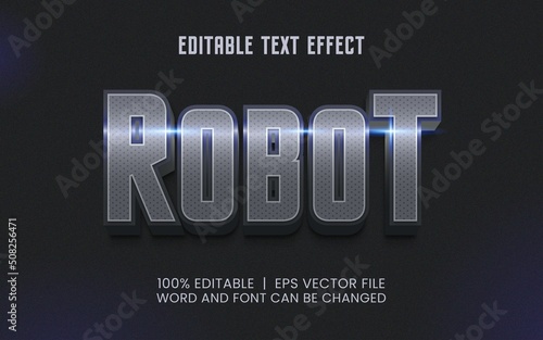 editable text effect with realistic robot game style