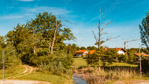 Beautiful summer view near the famous Isar mouth, Plattling, Bavaria, Germany