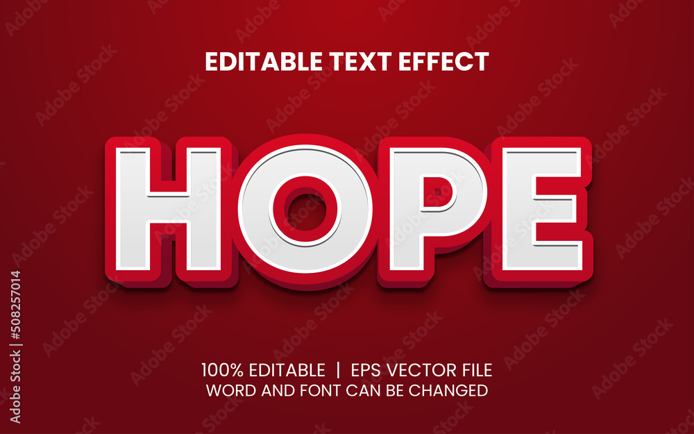 realistic red hope editable text effect template