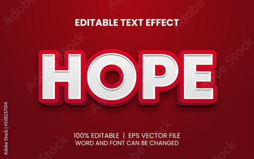 realistic red hope editable text effect template