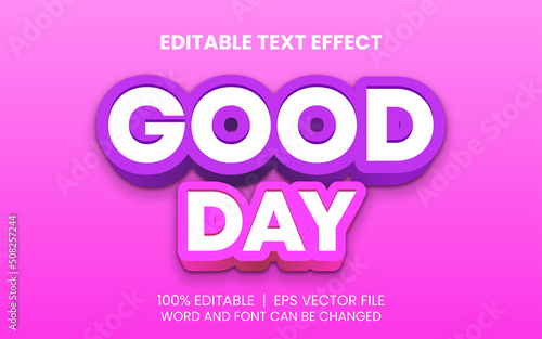 editable text effect with purple and pink good day premium bold style