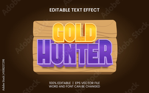 editable text effect with gold hunter game style