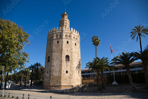 Old tour in Seville, Spain. The Torre del Oro (English: 