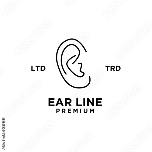 Ear Hearing line Logo Template Vector Icon