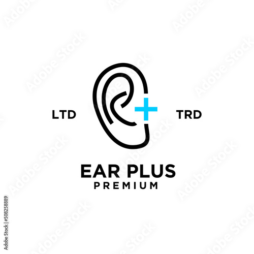 Ear plus Hearing healthcare clinic Logo Vector