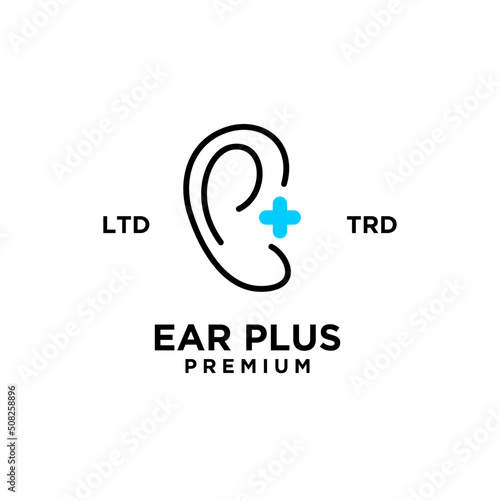 Ear plus Hearing healthcare clinic Logo Vector