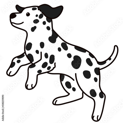 Cute and simple illustration of Dalmatian Dog jumping