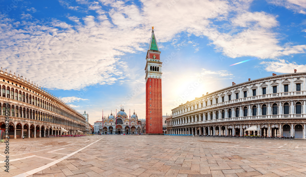 St Mark's Square of Venice, famous panorama of Italy