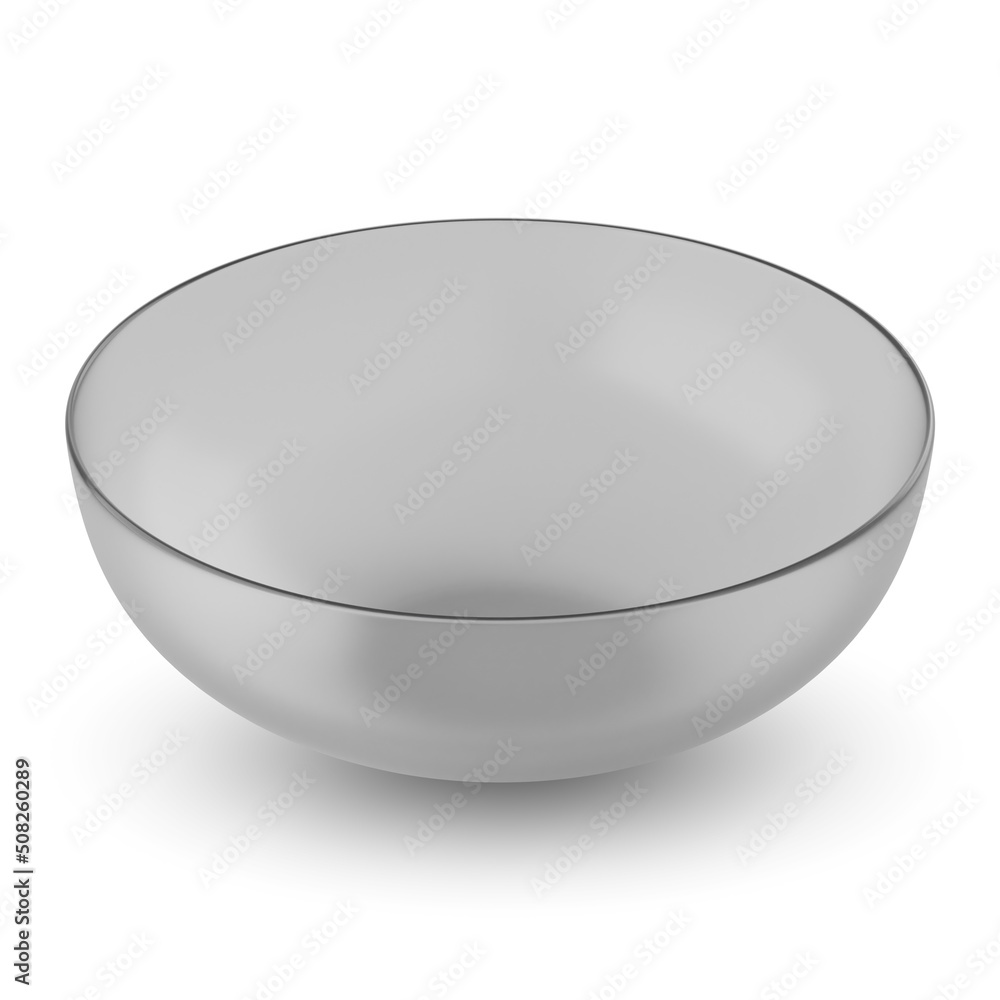 Empty glass bowl isolated on white background. 3D rendering Empty glass bowl isolated on white background. 3D rendering