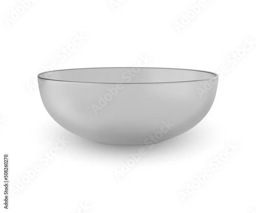 Empty glass bowl isolated on white background. 3D rendering