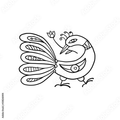 Magic bird isolated on white. Art for your design