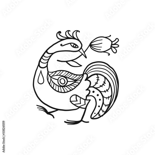 Magic bird isolated on white. Art for your design