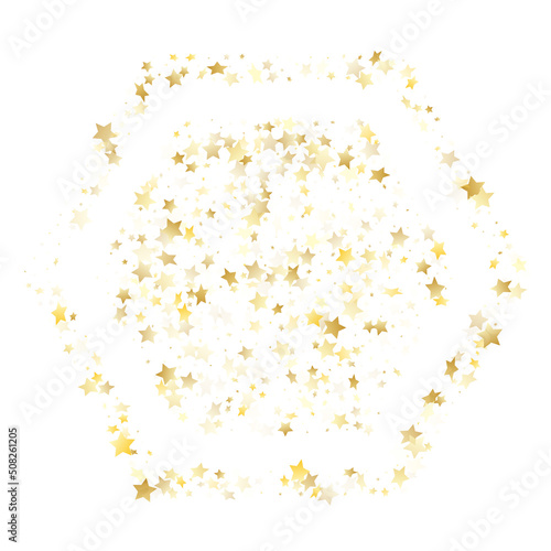 Flying gold star sparkle vector with white background.