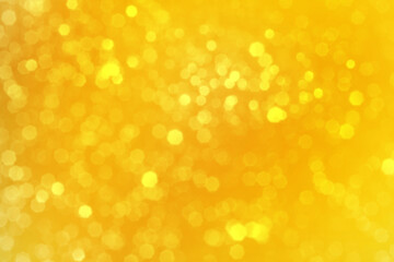 Bright yellow sparkling glitter bokeh background, abstract defocused lights texture