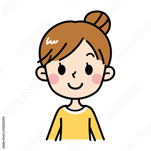 微笑む若い女性のイラスト　主婦　お母さん　素材　かわいい