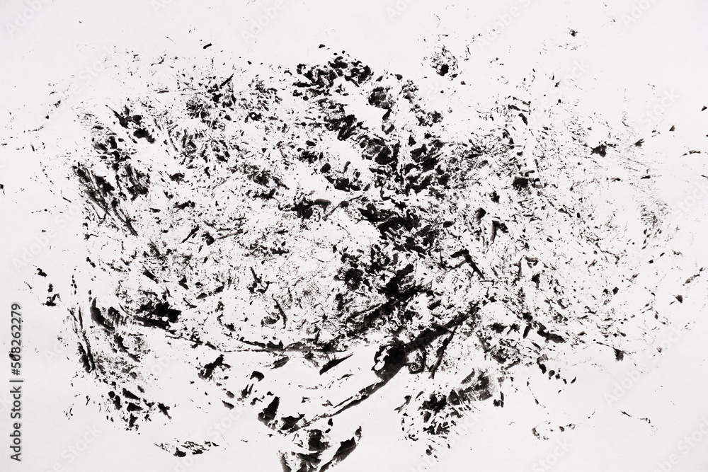Abstract black white texture on white paper like a marble