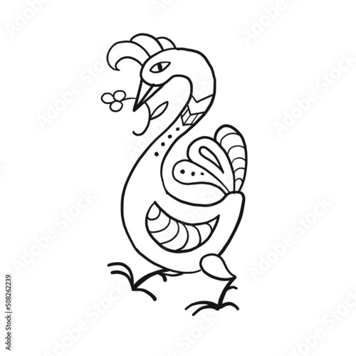 Magic bird isolated on white. Art for your design