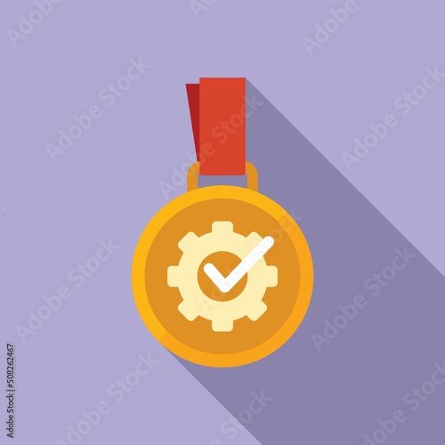 Expertise medal icon flat vector. Quality expert
