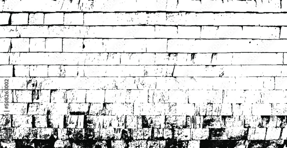 Monochrome texture composed of irregular graphic elements. Distressed uneven grunge background. Abstract vector illustration. Overlay for interesting effect and depth. Isolated on white background.