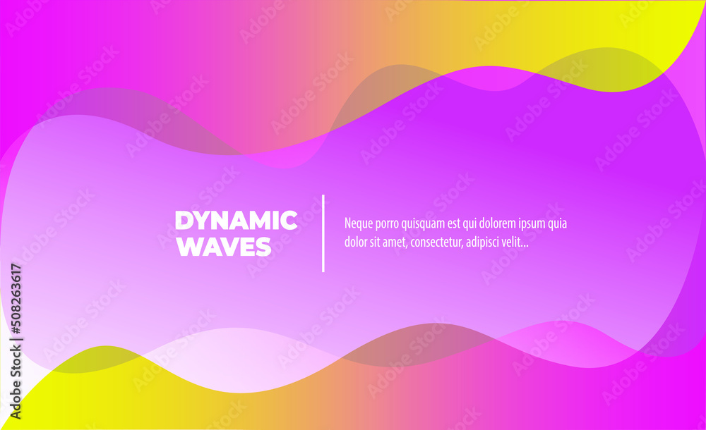 Very beautiful abstract background from a wave of red, yellow, pink wave and lines. Flyer banner template.