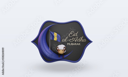 3d eid al adha Barbados flag rendering front view