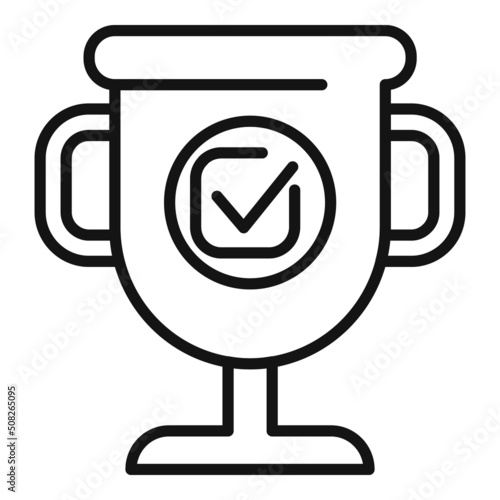 Gold cup expertise icon outline vector. Complete work