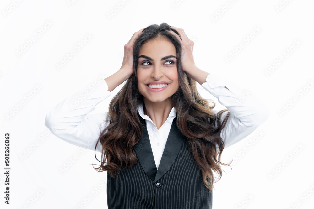 Cheerful beautiful young woman showing winner gesture. Girl celebrating crazy and amazed for success. Winner successful concept. Female office worker, success manager. Cheerful beautiful young woman showing winner gesture. Girl celebrating crazy and amazed for success. Winner successful concept. Female office worker, success manager.