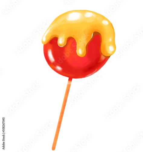 Caramalized Candy lollipop stick hand drawing illustration photo