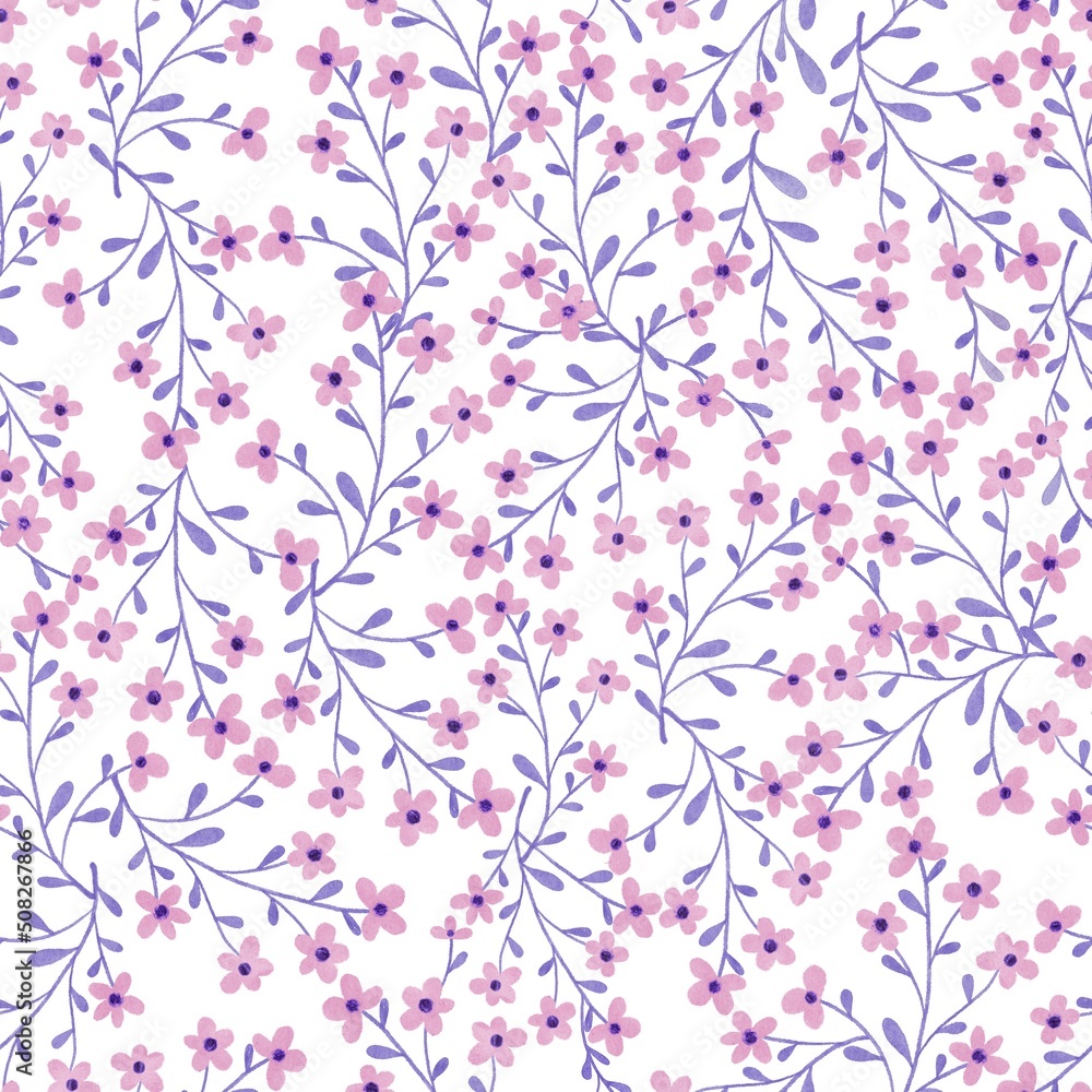 Baby girl Watercolor pink flowers with leaves pattern. Floral pattern. Simple kids minimalist botanical. Baby girl Watercolor pink flowers with leaves pattern. Floral pattern. Simple kids minimalist botanical.