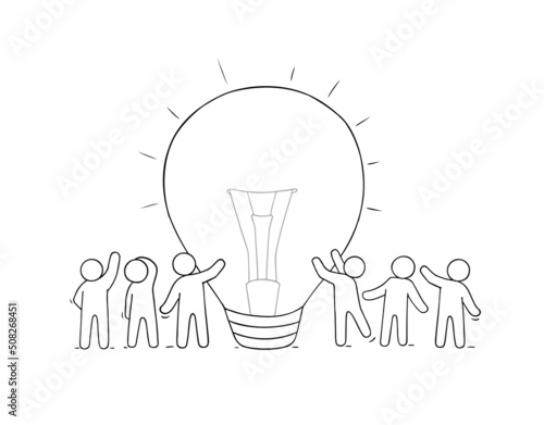 Business background with people and lamp ide